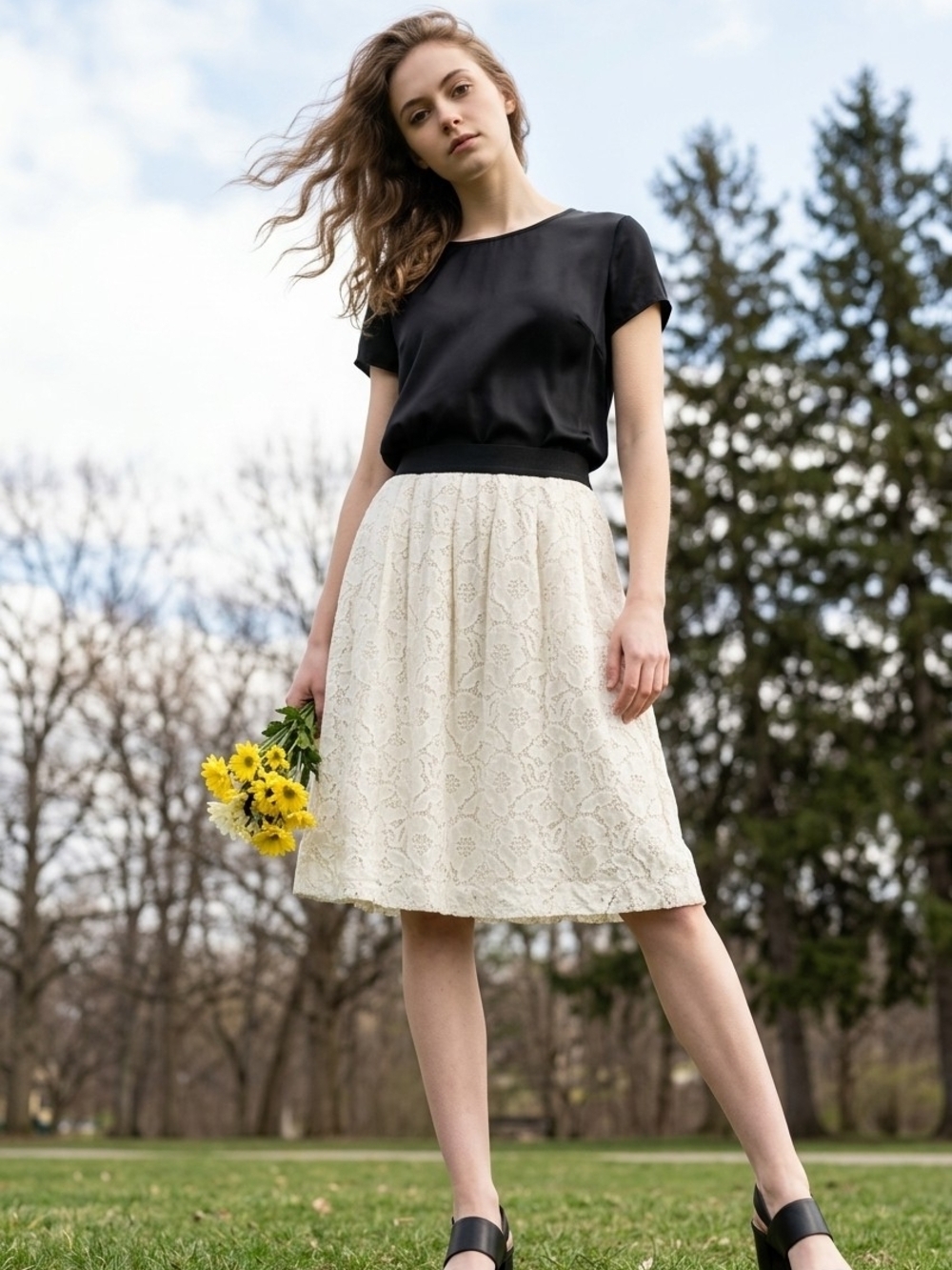 NWT LOFT Cream Lace And Grossgrain A-Line Skirt Sz 10
